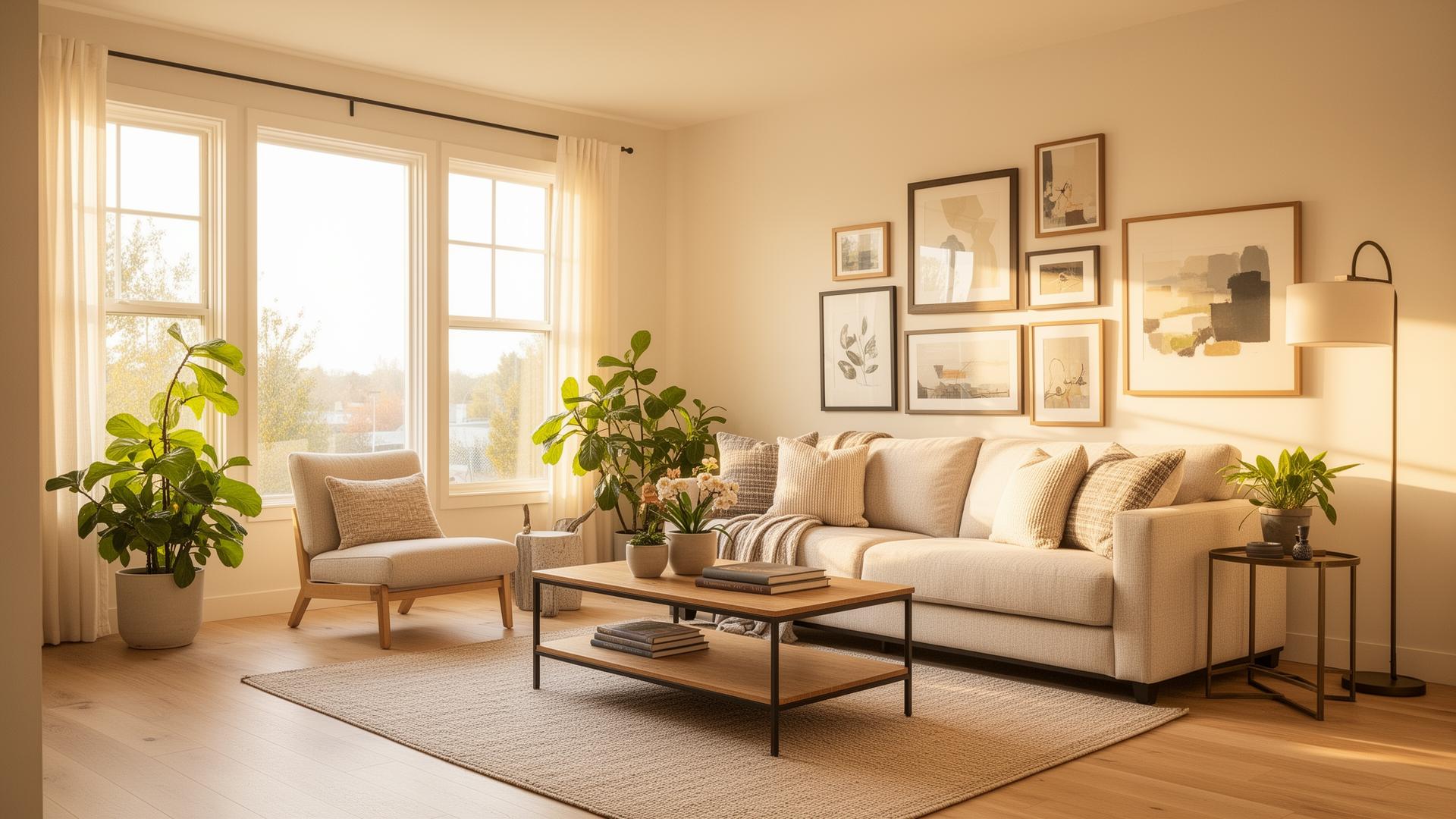 Sunlit family home interior